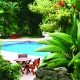 Tropical backyard with pool